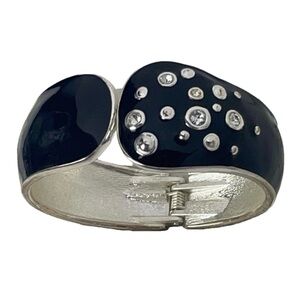 CLAMP Bracelet with Black Enamel and Crystals
